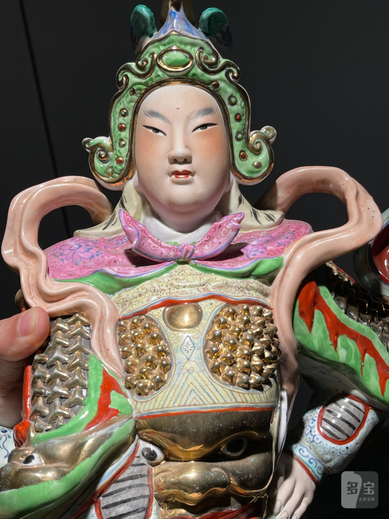建国后 粉彩韦陀瓷塑 - 图3